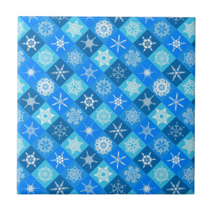Cute blue snowflake patterns design ceramic tile