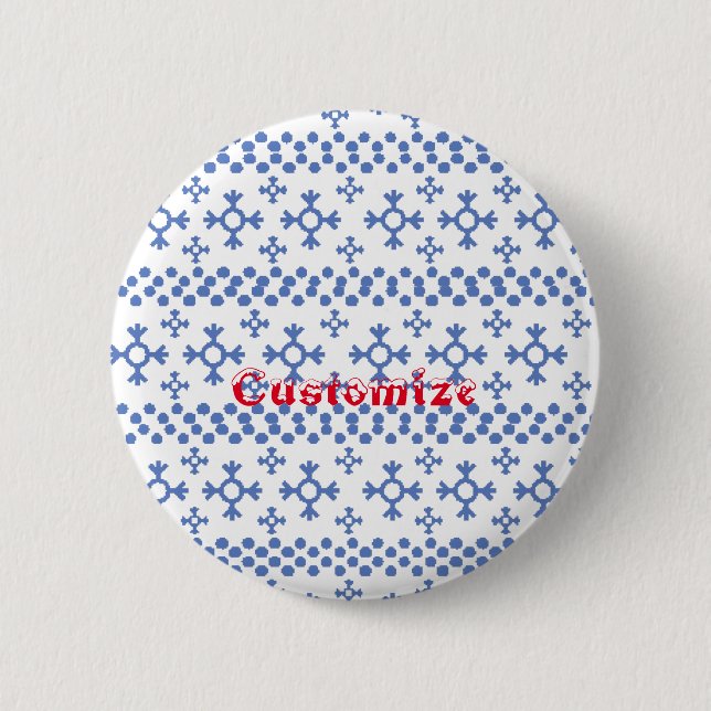 Cute Blue Snowflakes Pattern Thunder_Cove 6 Cm Round Badge (Front)
