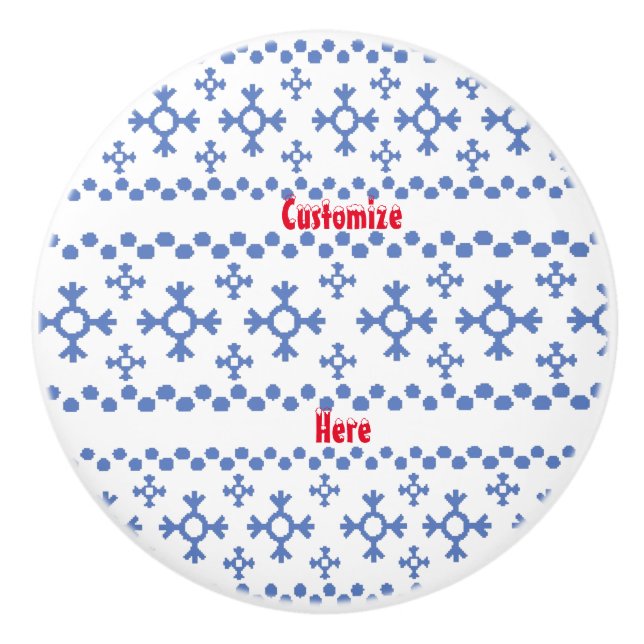 Cute Blue Snowflakes Pattern Thunder_Cove Ceramic Knob (Front)