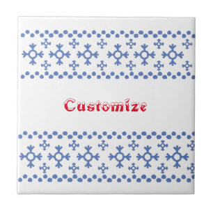 Cute Blue Snowflakes Pattern Thunder_Cove Ceramic Tile