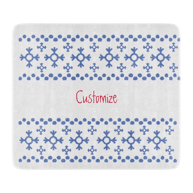 Cute Blue Snowflakes Pattern Thunder_Cove Cutting Board (Front)