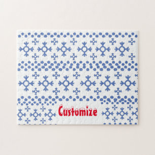 Cute Blue Snowflakes Pattern Thunder_Cove Jigsaw Puzzle