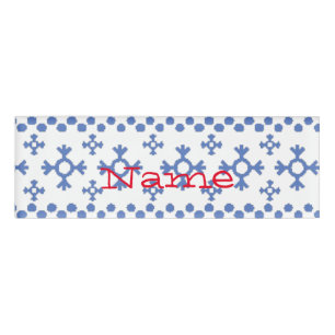 Cute Blue Snowflakes Pattern Thunder_Cove Name Tag