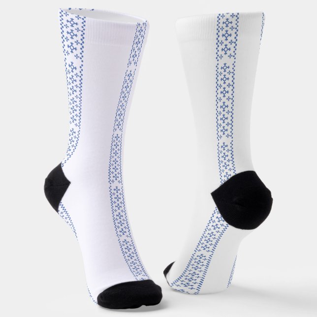 Cute Blue Snowflakes Pattern Thunder_Cove Socks (Angled)