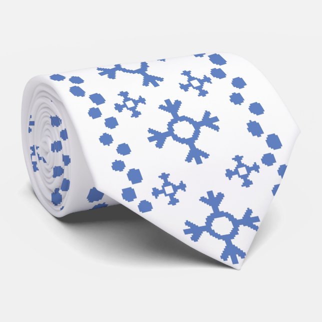 Cute Blue Snowflakes Pattern Thunder_Cove Tie (Rolled)