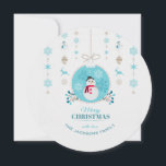 Cute blue Snowman Merry Christmas card<br><div class="desc">Spread holiday cheer with our Merry Christmas Flat Card, starring a jolly snowman in soft pastel colours. This delightful card captures the joy of the season with its whimsical design. Personalise it with your names for an extra touch of warmth and create a cherished keepsake. Share the happiness of the...</div>