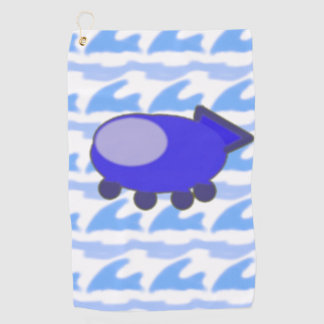 Cute Blue Spaceship Waveworld Clouds Golf Towel