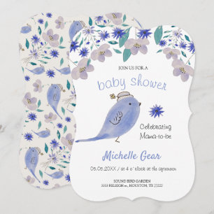 Cute Blue Sparrow With a Flower Hat
