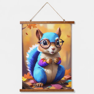 Cute Blue Squirrel Wearing Glasses-46506 Hanging Tapestry