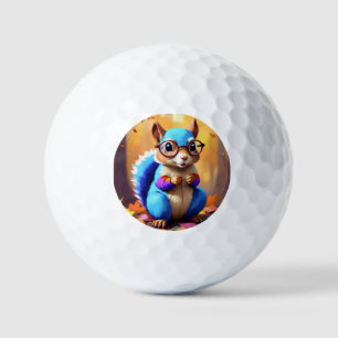 Cute Blue Squirrel with Glasses-56786 Golf Balls