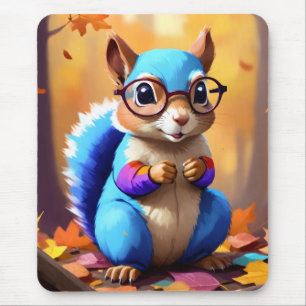 Cute Blue Squirrel with Glasses-56786 Mouse Pad