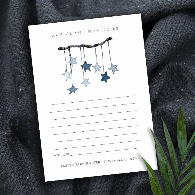 Cute Blue Star Mobile Advice for Mum Baby Shower Enclosure Card (Creator Uploaded)