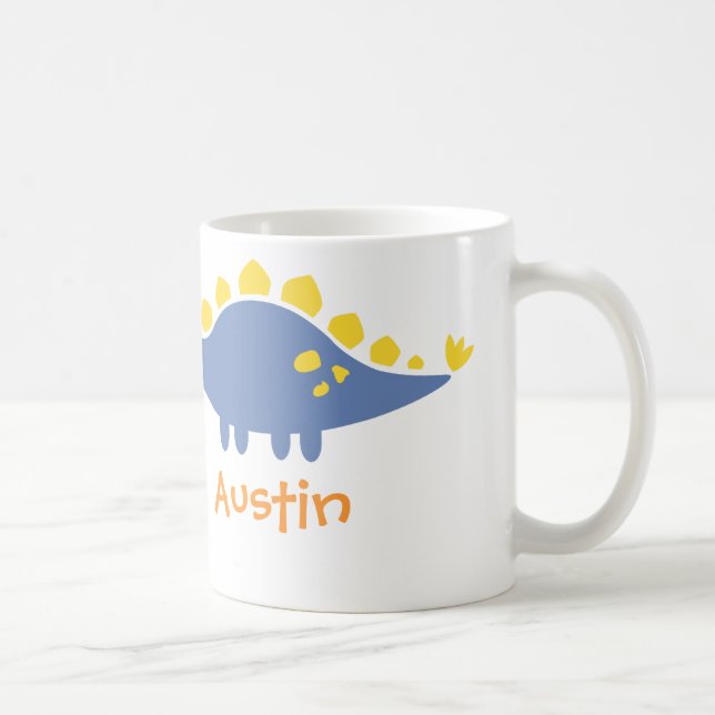 Cute Blue Stegosaurus Dinosaur For Kids Coffee Mug (Right)