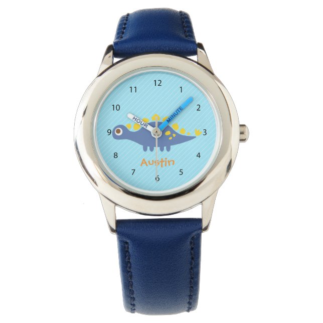 Cute Blue Stegosaurus Dinosaur Kids Watch (Front)