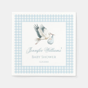 Cute Blue Stork Delivery Baby Boy Shower Napkin