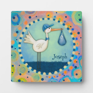 Cute Blue Stork Inspirivity Personalised Plaque