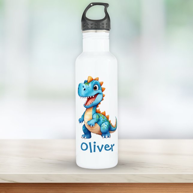 Cute Blue T-rex Dinosaur Personalised 710 Ml Water Bottle (Creator Uploaded)
