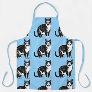 Cute Blue Tabby Cat Pattern Animal Lover Design Apron