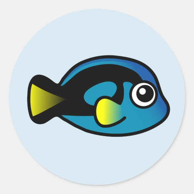 Cute Blue Tang Classic Round Sticker (Front)