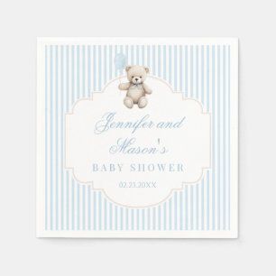 Cute blue teddy bear baby boy shower Paper Napkin