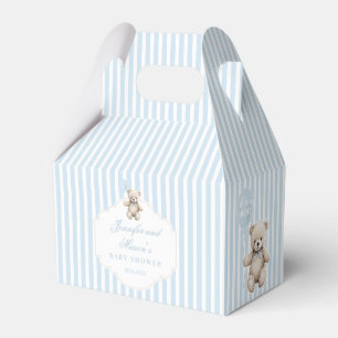Cute Blue Teddy Bear Baby Boy Shower Thank You Favour Box