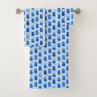 Cute Blue Teddy Bear Kids Towel Set