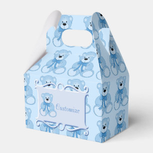 Cute Blue Teddy Bear Pattern Gable Favour Box