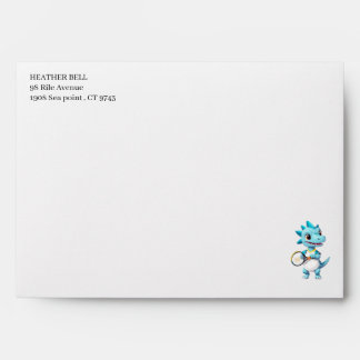Cute blue tennis dinosaur envelope