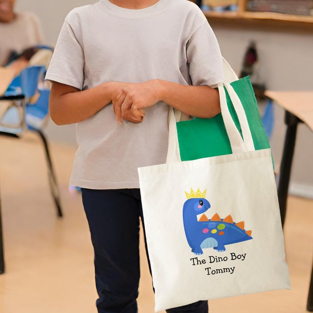 Cute Blue The Dino Boy Kids'  Tote Bag (Creator Uploaded)