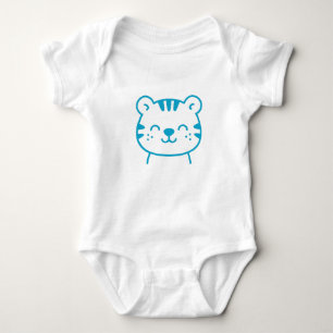 Cute Blue Tiger Baby Boy Bodysuit