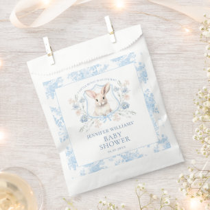 Cute Blue Toile Bunny Spring Baby Boy Shower Favour Bag