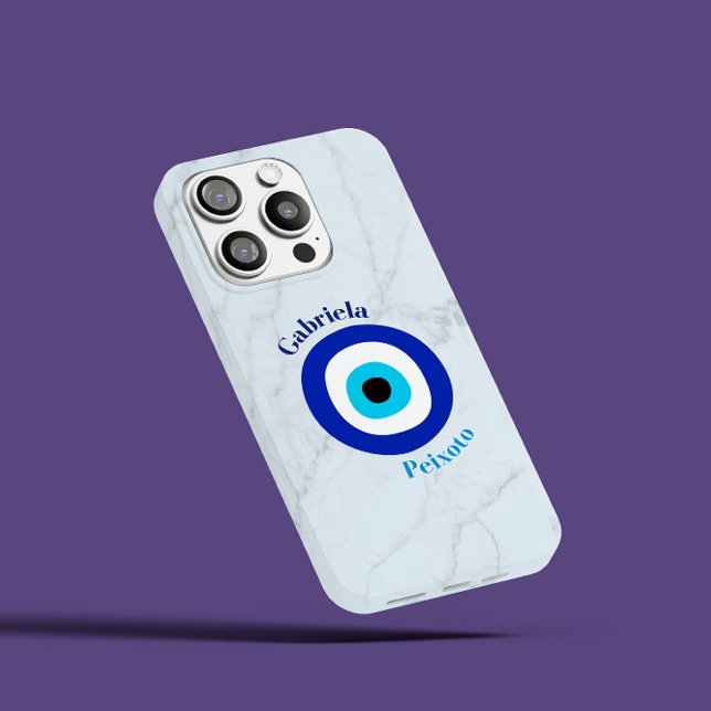 Cute Blue Tones Greek Eye Feminine Custom Name iPhone Case (Creator Uploaded)