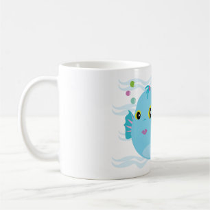 Cute Blue Tropical Fish Pink Fins Coffee Mug