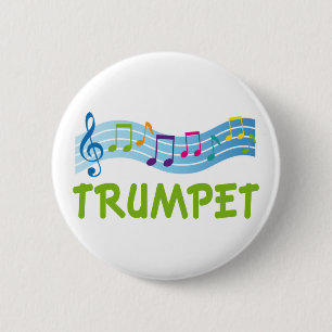 Cute Blue Trumpet Staff 6 Cm Round Badge