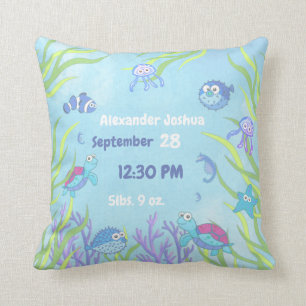 Cute Blue Under the Sea Baby Boy Nursery Cushion