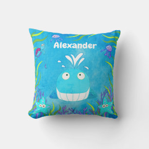 Cute Blue Under the Sea Whale Boy Cushion