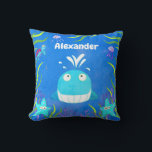 Cute Blue Under the Sea Whale Cushion<br><div class="desc">Cute Blue Under the Sea Baby Whale
Cute under the sea baby pillow featuring a jellyfish, starfish, sea turtle. fish & crab. Perfect for a nautical ocean-themed room</div>