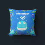 Cute Blue Under the Sea Whale  Cushion<br><div class="desc">Cute  Blue Under the Sea Baby Whale  
Cute under the sea baby pillow featuring a jellyfish,  starfish,  sea turtle. fish & crab. Perfect for a nautical ocean-themed room</div>