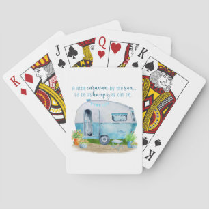 Cute Blue Vintage Retro Camper Caravan Playing Cards