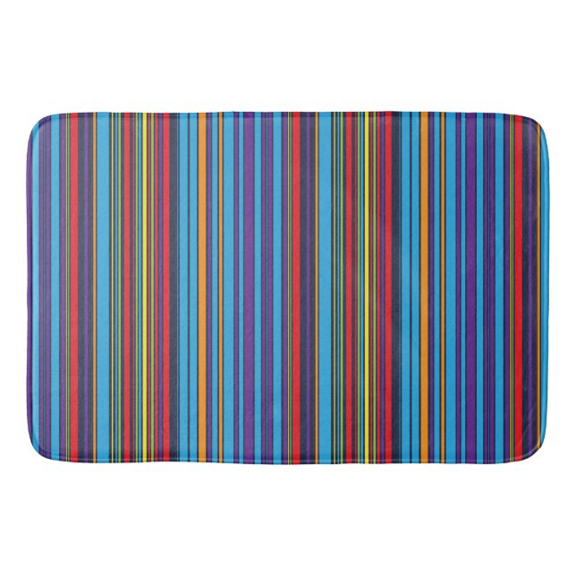 Cute blue violet stripes bath mat (Front)