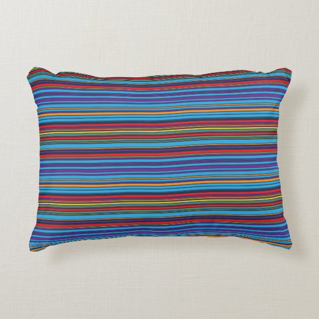 Cute blue violet stripes decorative cushion (Front)