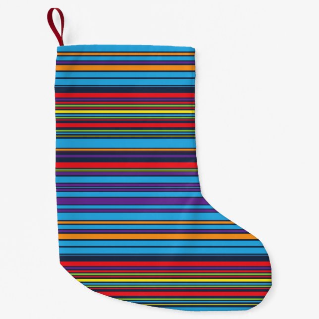 Cute blue violet stripes small christmas stocking (Front)