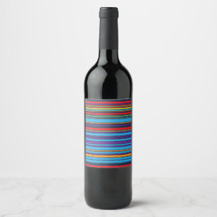 Cute blue violet stripes wine label