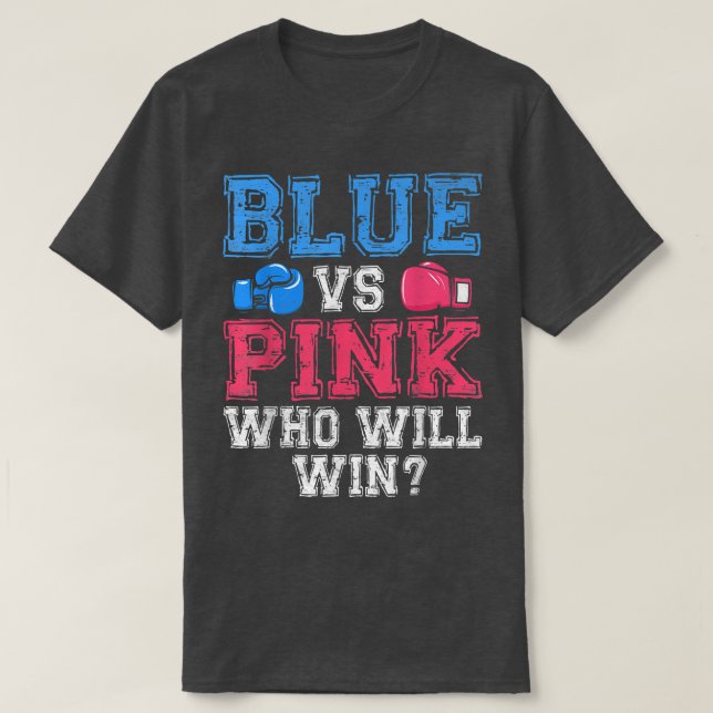 Cute Blue vs Pink Gender Reveal Party Boxing Boxer T-Shirt (Design Front)