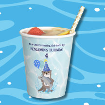Cute Blue Water Boy Sea Otter Birthday Party