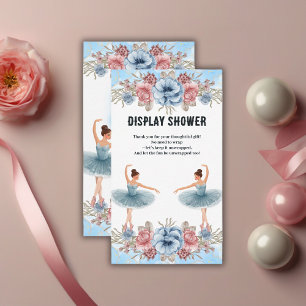 Cute Blue Watercolor Floral Ballerina Baby Shower Enclosure Card