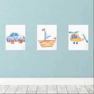 Cute Blue Watercolor Travel Nursery 
