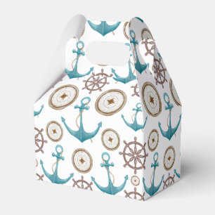Cute Blue Watercolour Nautical Sailor Pattern Favour Box