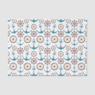 Cute Blue Watercolour Nautical Sailor Pattern Tissue Paper