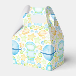 Cute Blue Watercolour Space Astronauts Birthday Favour Box